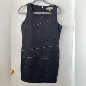 Michael Kors Zipper Accent Sleeveless Scoop Neck Gray Sheath Dress Size 8.